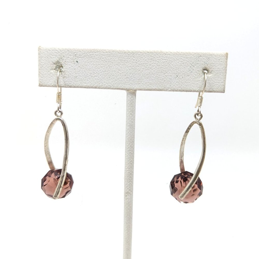 Sterling Silver Dangle Glass Bead Earrings